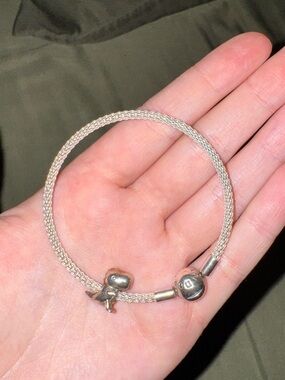 Pandora bangle charm bracelet with dinosaur charm